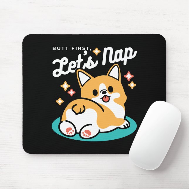 Corgi Butt and Nap Vibes – Cute Sleeping Dog Mouse Pad (With Mouse)