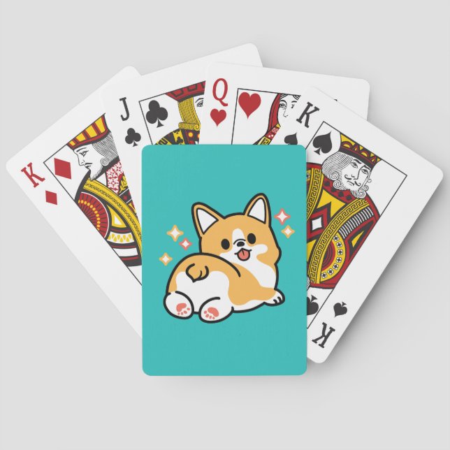 Corgi Butt and Nap Vibes – Cute Sleeping Dog Poker Cards (Back)