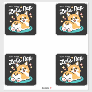 Corgi Butt and Nap Vibes – Cute Sleeping Dog Sticker