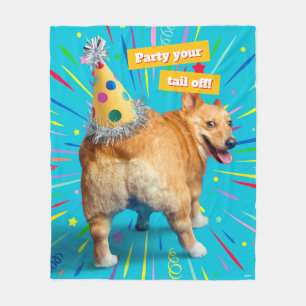 Corgi Butt Birthday Hat Fleece Blanket