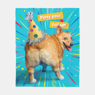 Corgi Butt Birthday Hat Fleece Blanket