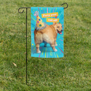 Corgi Butt Birthday Hat Garden Flag