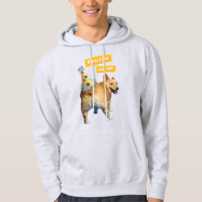 Corgi Butt Birthday Hat Hoodie (Front)