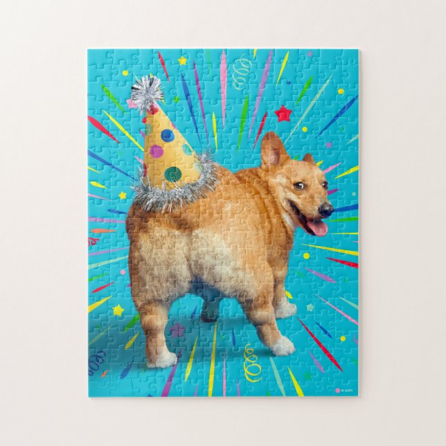 Corgi Butt Birthday Hat Jigsaw Puzzle (Vertical)