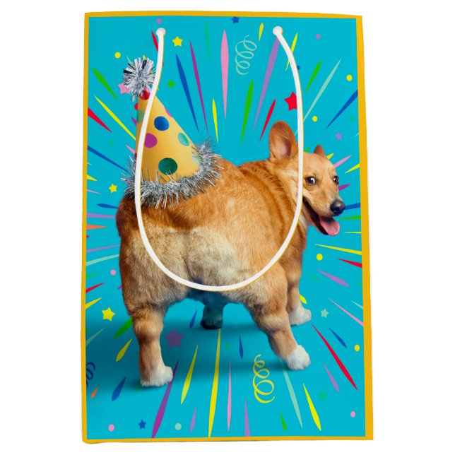Corgi Butt Birthday Hat Medium Gift Bag (Front)