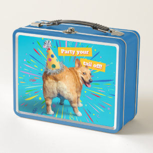 Corgi Butt Birthday Hat Metal Lunch Box