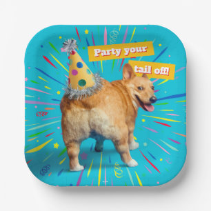 Corgi Butt Birthday Hat Paper Plates