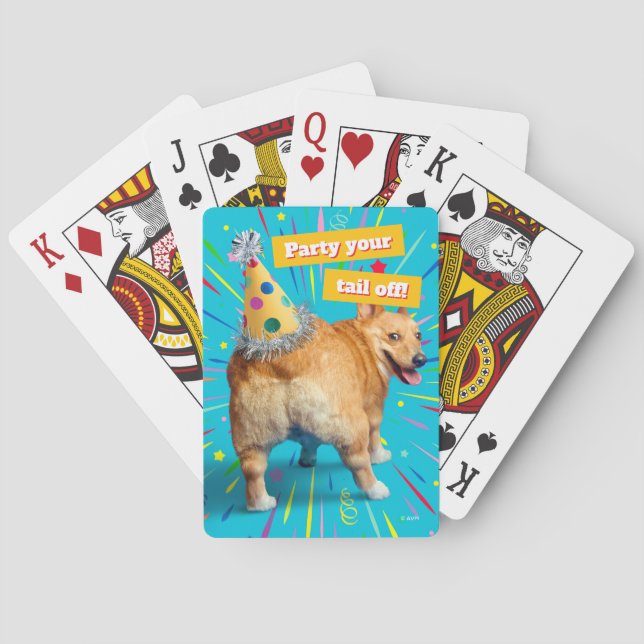 Corgi Butt Birthday Hat Poker Cards (Back)