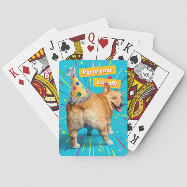 Corgi Butt Birthday Hat Poker Cards (Back)