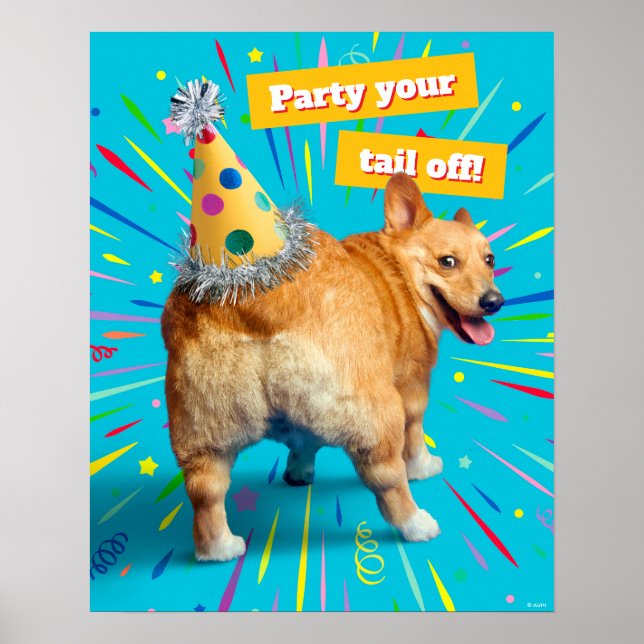 Corgi Butt Birthday Hat Poster (Front)