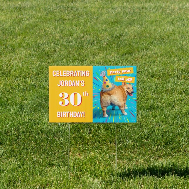 Corgi Butt Birthday Hat Sign (Insitu)