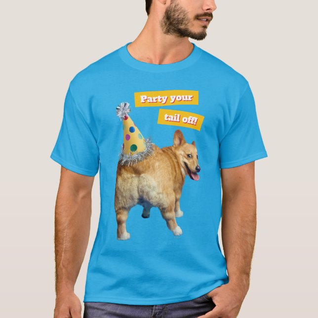 Corgi Butt Birthday Hat T-Shirt (Front)