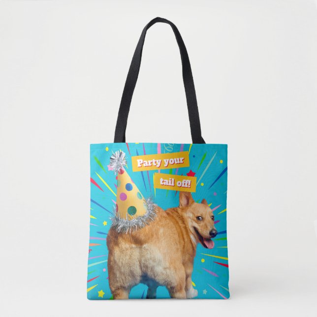 Corgi Butt Birthday Hat Tote Bag (Front)