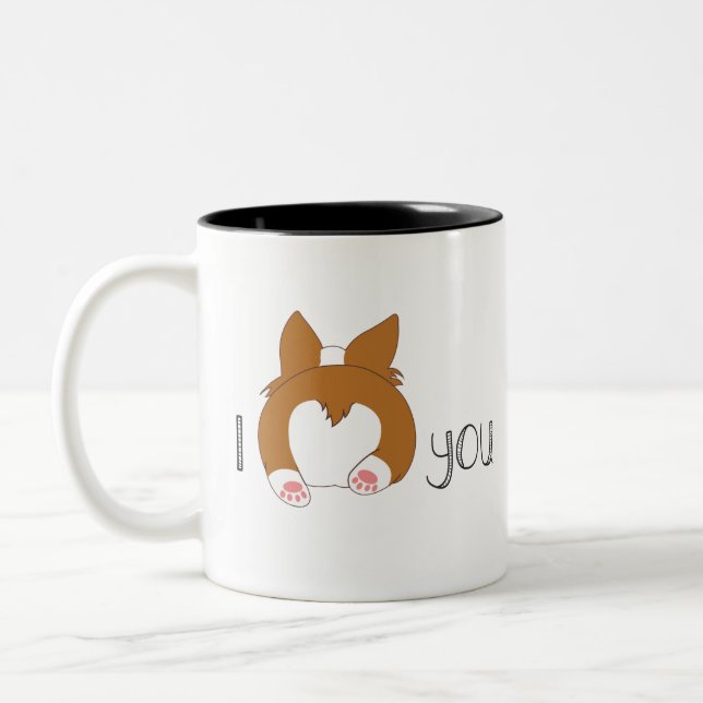 Corgi butt I love you Two-Tone Coffee Mug (Left)