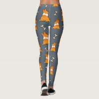 Corgi Butt Leggings Women s Size M 8 10 Slate Orange Beige