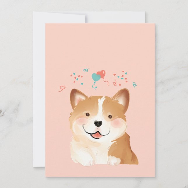 Corgi Butt Pet Dog Illustration Portrait Thank You Card (Front)