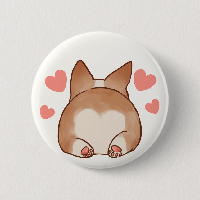 Corgi Butt Valentine's Day Button (Front)
