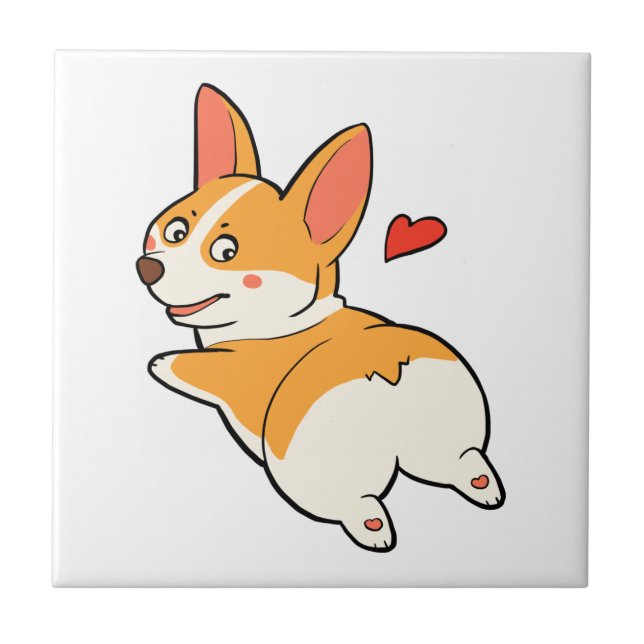 Corgi Butts Ceramic Tile (Front)