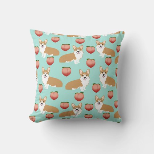 Corgi Butts cute throw pillow _ peach emoji