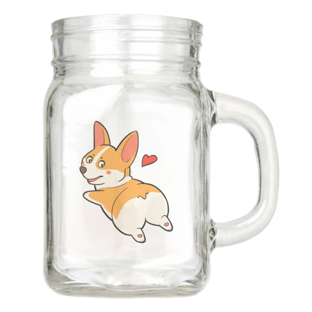 Corgi Butts Mason Jar (Front)