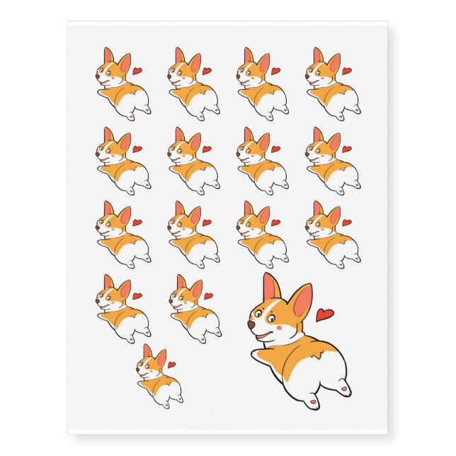 Corgi Butts Temporary Tattoos (Front)