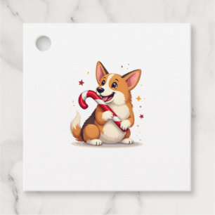 Corgi Candy Cane Joy Favor Tags