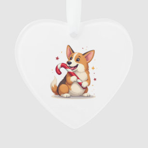 Corgi Candy Cane Joy Ornament
