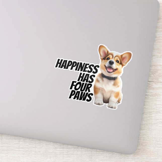 Corgi Car Decal – “Happiness Has Four Paws" (Detail)
