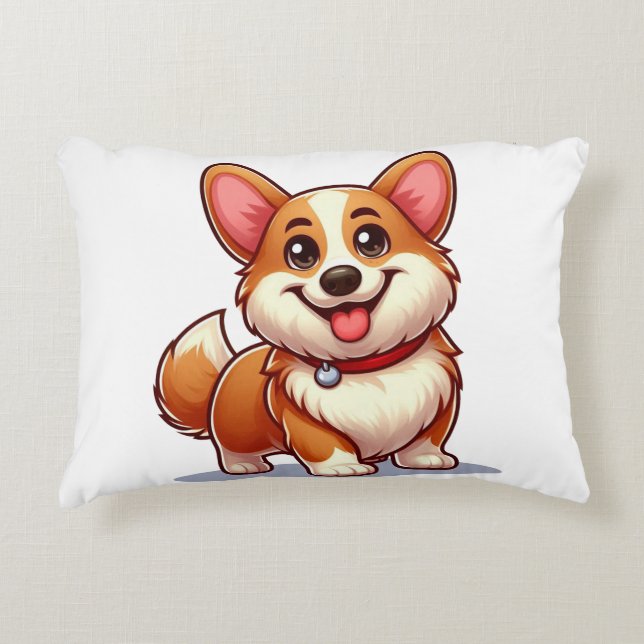 Corgi cartoon accent pillow (Front)