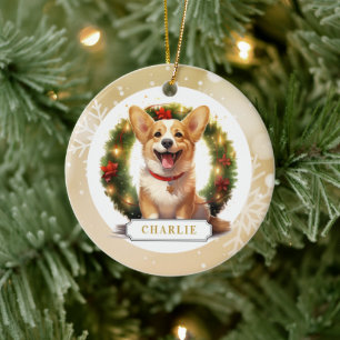 Corgi Ceramic Circle Ornament