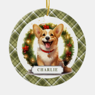 Corgi Ceramic Circle Ornament