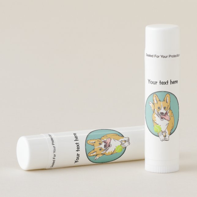 Corgi Chasing a ball Lip Balm (Front)