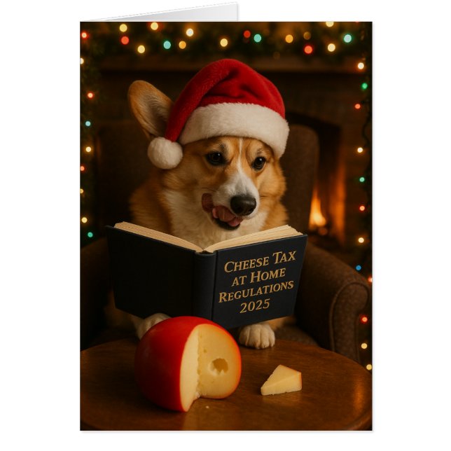 Corgi 'Cheese Tax' Christmas card (Front)