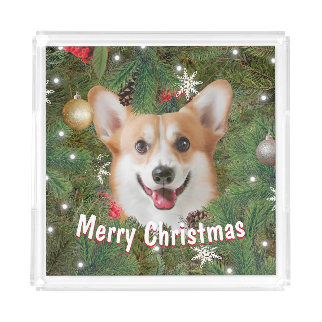 Corgi Christmas Acrylic Tray (Front)