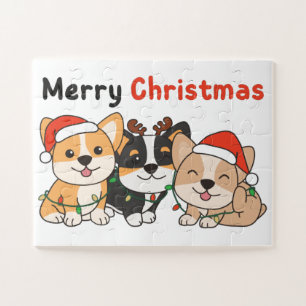 Corgi Christmas Animals Cute Dogs Merry Christmas Jigsaw Puzzle