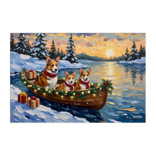 Corgi Christmas Boat Holiday Acrylic Print