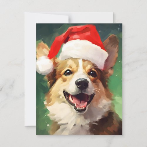 Corgi Christmas brush painting artwork Holiday Card