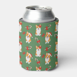 Corgi Christmas Candy Cane Pattern Can Cooler