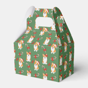 Corgi Christmas Candy Cane Pattern Favor Boxes