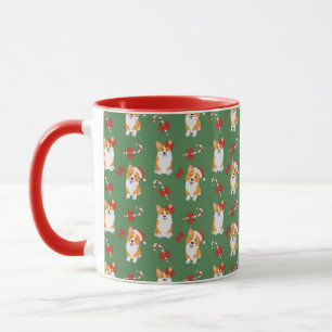 Corgi Christmas Candy Cane Pattern Mug