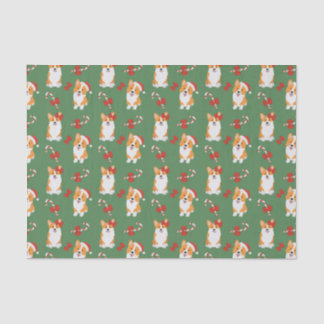 Corgi Christmas Candy Cane Pattern Tissue Paper