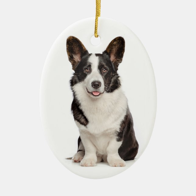 Corgi Christmas Ceramic Ornament (Front)