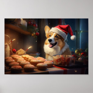 Corgi Christmas Cookies Festive Holiday Poster