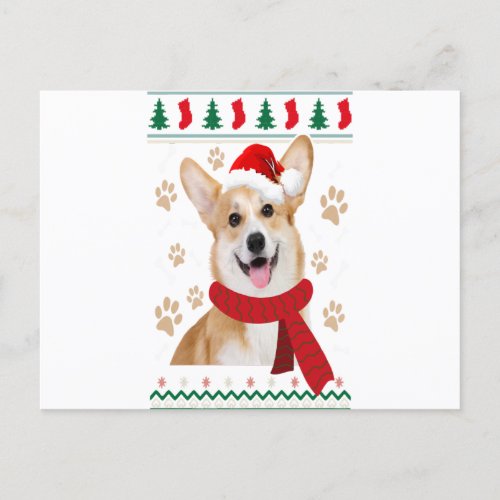 Corgi Christmas Dog Boys Kids Girls  Merry Christm Announcement Postcard