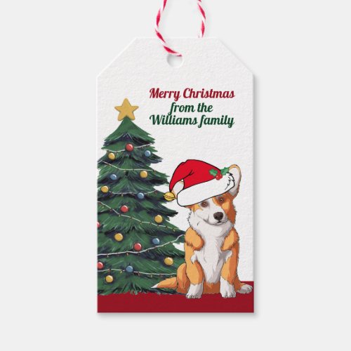 Corgi Christmas Dog with Tail Cute Personalized Gift Tags