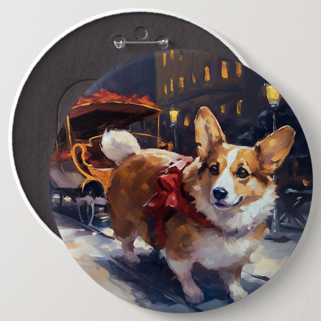 Corgi Christmas Festive Season Button (Front & Back)