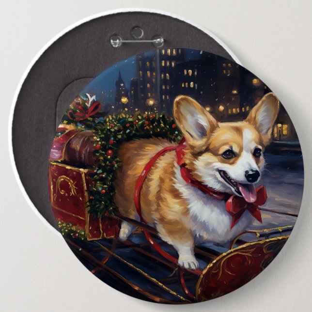 Corgi Christmas Festive Season Button (Front & Back)