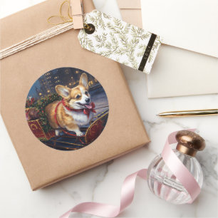 Corgi Christmas Festive Season Classic Round Sticker