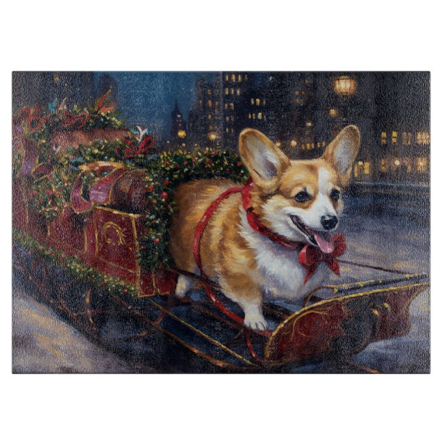 Corgi Christmas Festive Season Cutting Board (Front)
