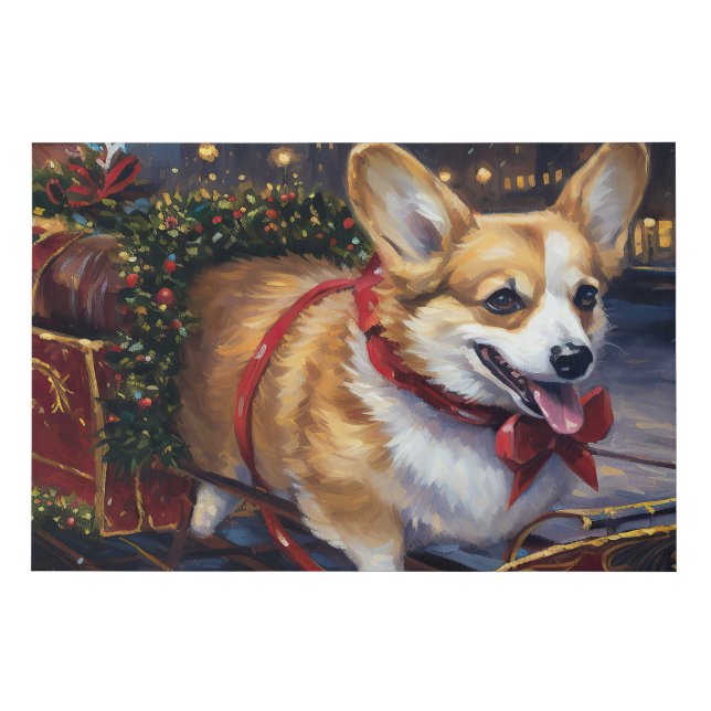 Corgi Christmas Festive Season Faux Canvas Print (Front)